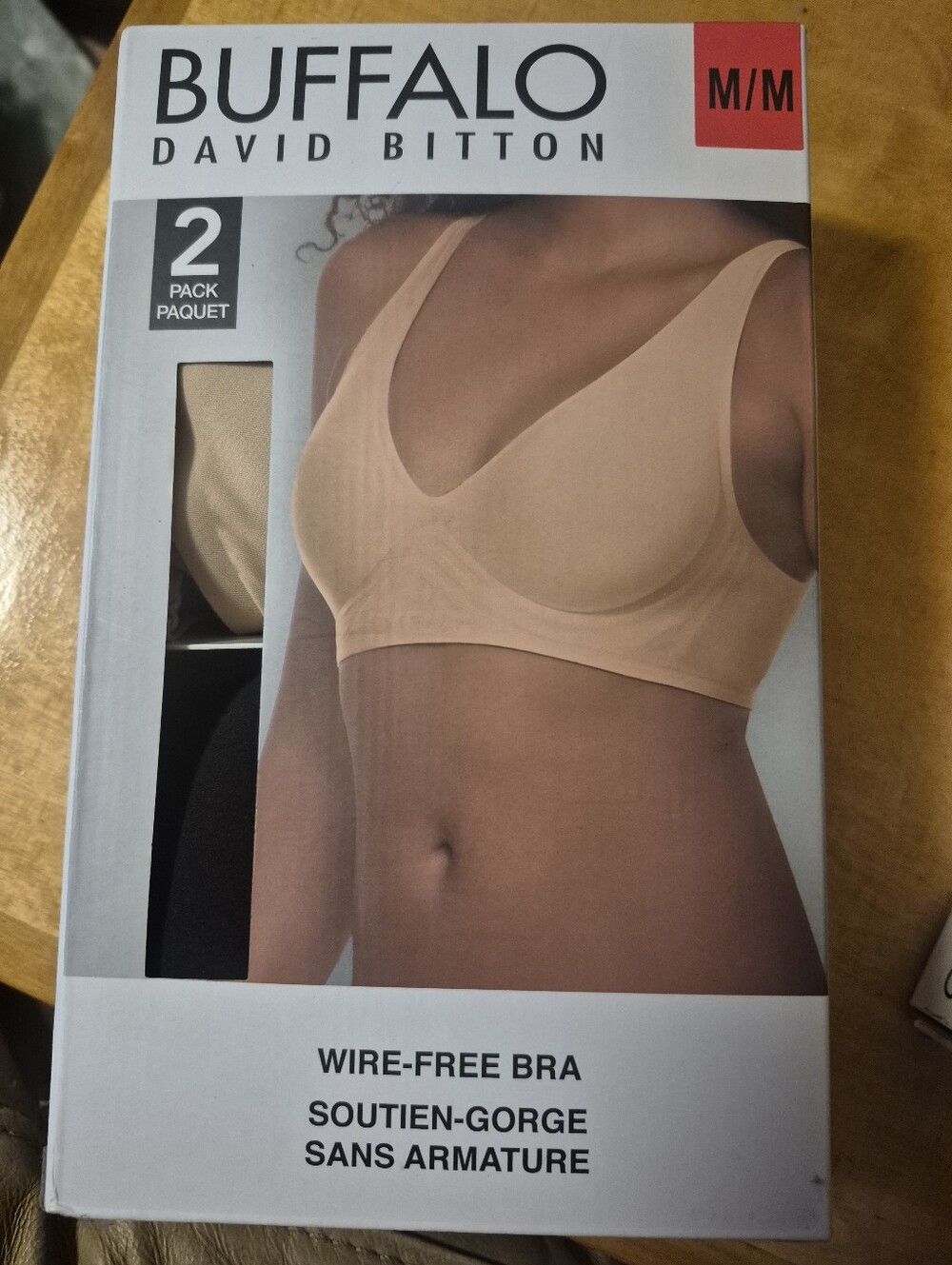 Buffalo David Bitton 2-Pack Wire-Free Bras in Nude and Black - M/M